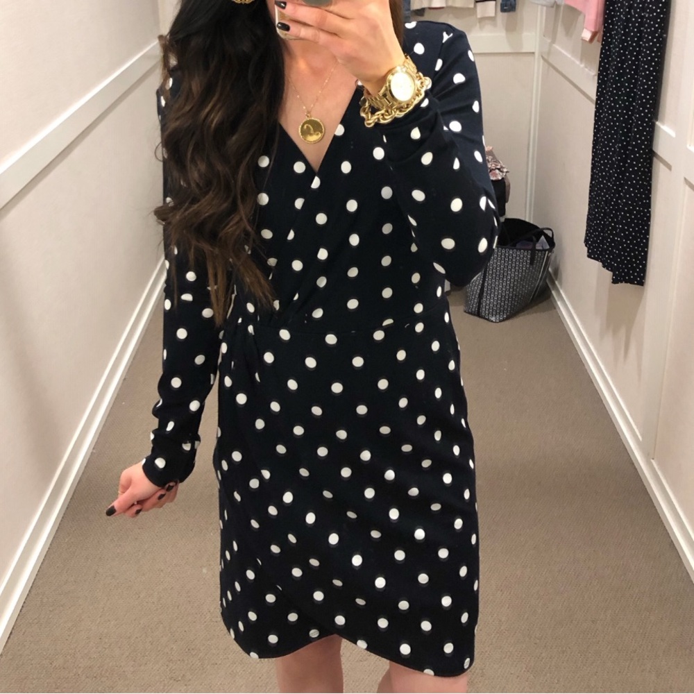Women's LOFT long sleeve, Navy Blue, Polka dot dress, new with tags, size 10